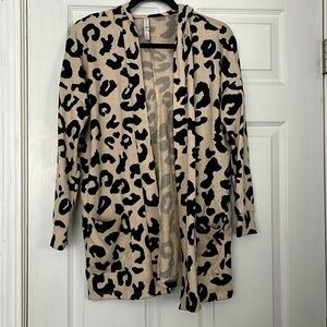 “Cozy: Animal Print Cardigan Sweater size small”
